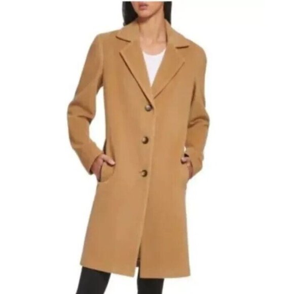 J. Jill Camel Tan Soft Brushed Overcoat Trench Coat Size Small Wool Blend - Picture 7 of 7